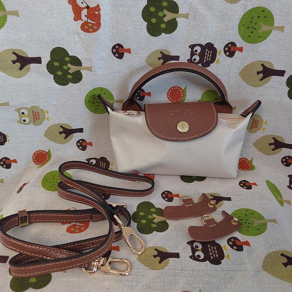 Longchamp Le Pliage Paper White Canvas Cosmetics Case